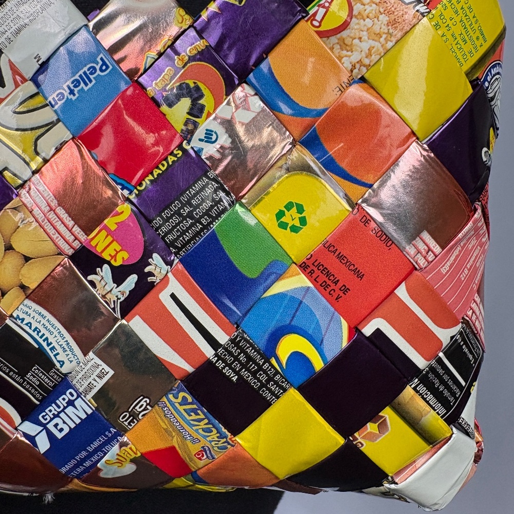 UPCYCLED Handmade Candy Wrapper Multicolored Baguette Bag 90s Y2K - Picture 13 of 16